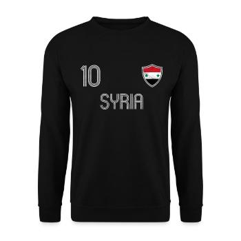Syrien Fußball Mannschaft - Unisex Pullover - Schwarz - Vorne - Alina (178cm) & Michal (187cm)