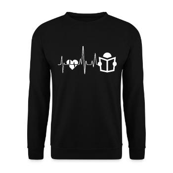 Love Reading Book Heartbeat - Unisex Sweatshirt - black - Front - Alina (178cm) & Michal (187cm)