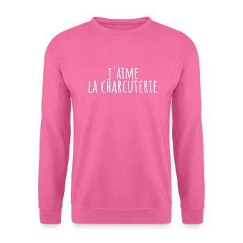 j'aime la charcuterie. cadeau charcuterie - Sweat-shirt Unisexe - rose - Devant