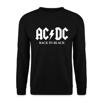 AC/DC Back In Black Album Weißes Logo Mit Blitz - Unisex Pullover - Schwarz - Vorne - Alina (178cm) & Michal (187cm)