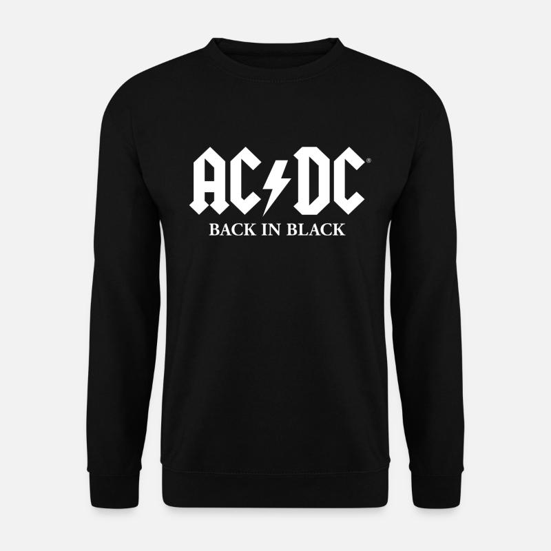 AC/DC Back In Black Album Weißes Logo Mit Blitz - Unisex Pullover - Schwarz