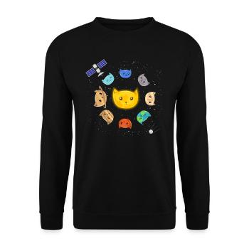 Le système solaire - Chat Satellite Spaceship - Sweat-shirt Unisexe - noir - Devant - Alina (178cm) & Michal (187cm)