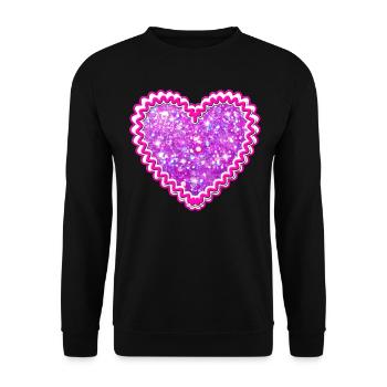 40 Lebkuchenherz Pink Glitzer Glamour Herz - Unisex Pullover - Schwarz - Vorne - Alina (178cm) & Michal (187cm)