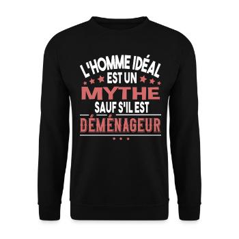 Homme déménageur Cadeau déménagement meuble camion - Sweat-shirt Unisexe - noir - Devant - Alina (178cm) & Michal (187cm)