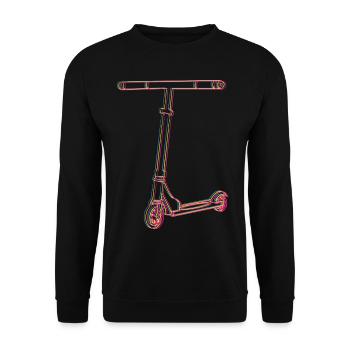 Cooler Stunt Scooter mit RGB Effekt für Tretroller - Unisex Pullover - Schwarz - Vorne - Alina (178cm) & Michal (187cm)