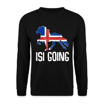 Isi Islandpferd Pony Islandpferde Spruch Geschenk - Unisex Pullover - Schwarz - Vorne - Alina (178cm) & Michal (187cm)