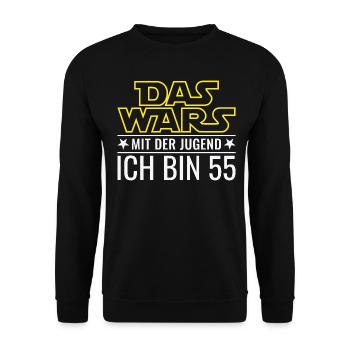Das wars mit der Jugend - 55. Geburtstag Geschenk - Unisex Pullover - Schwarz - Vorne - Alina (178cm) & Michal (187cm)
