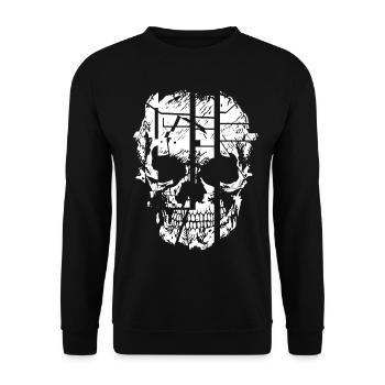 Totenkopf Glitch Skull - Unisex Pullover - Schwarz - Vorne - Alina (178cm) & Michal (187cm)