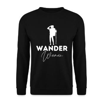 Wander Woman - Hiking Outdoor - Unisex Sweatshirt - black - Front - Alina (178cm) & Michal (187cm)