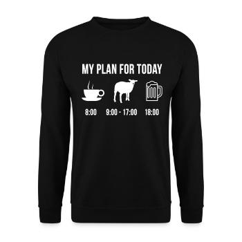 Funny Sheep Farmer Farm My Plan For Today - Unisex Sweatshirt - black - Front - Alina (178cm) & Michal (187cm)