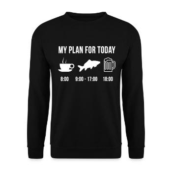Drôle Carpe Pêche Pêcheur Poisson Plan For Today - Sweat-shirt Unisexe - noir - Devant - Alina (178cm) & Michal (187cm)