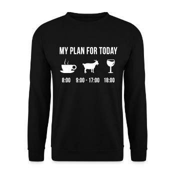 Drôle Chèvre Chasse Hunter Chasseur Plan For Today - Sweat-shirt Unisexe - noir - Devant - Alina (178cm) & Michal (187cm)