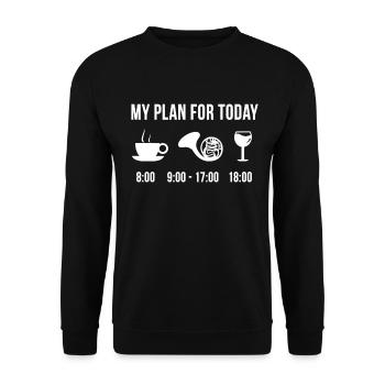 Funny French Horn Player Music Instrument My Plan - Unisex Sweatshirt - black - Front - Alina (178cm) & Michal (187cm)