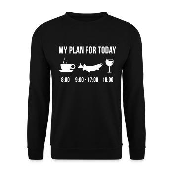 Funny Pike Fishing Angler Fish My Plan For Today - Unisex Sweatshirt - black - Front - Alina (178cm) & Michal (187cm)