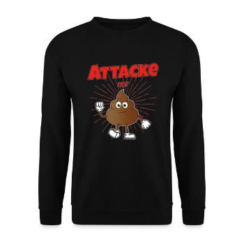 Attacke mit Kacke - Unisex Pullover - Schwarz - Vorne - Alina (178cm) & Michal (187cm)