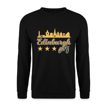 Edinburgh City Gold Skyline - Unisex Sweatshirt - black - Front - Alina (178cm) & Michal (187cm)