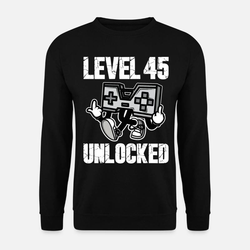 45 Geburtstag Level 45 Unlocked Jubiläum 45 Jahre - Unisex Pullover - Schwarz