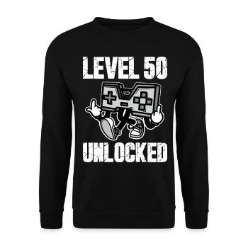 50 Birthday Level 50 Unlocked Anniversary 50 Years - Unisex Sweatshirt - black - Front - Alina (178cm) & Michal (187cm)