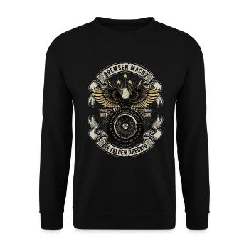Bremsen macht die Felgen Dreckig Motorrad Biker - Unisex Pullover - Schwarz - Vorne - Alina (178cm) & Michal (187cm)