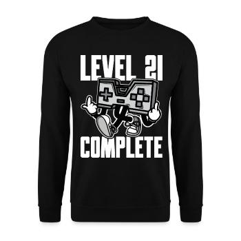Level 21 Complete Geburtstagsgeschenk 21 Jahre - Unisex Pullover - Schwarz - Vorne - Alina (178cm) & Michal (187cm)