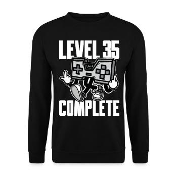 Level 35 Complete Birthday Gift 35 Years - Unisex Sweatshirt - black - Front - Alina (178cm) & Michal (187cm)