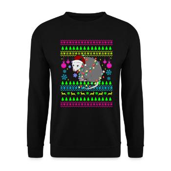 Funny Christmas Outfit Ugly Christmas Opossum - Unisex Sweatshirt - black - Front - Alina (178cm) & Michal (187cm)