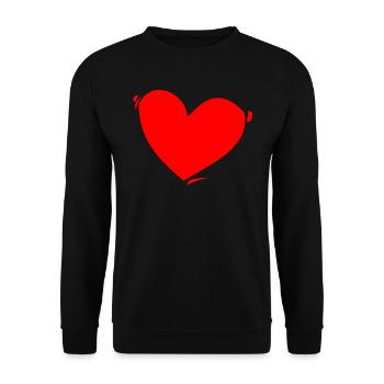 Rotes Herz - Unisex Pullover - Schwarz - Vorne - Alina (178cm) & Michal (187cm)