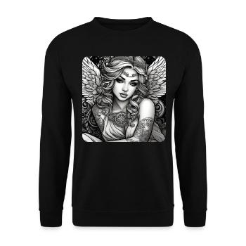 Ange mignon avec des tatouages - Sweat-shirt Unisexe - noir - Devant - Alina (178cm) & Michal (187cm)
