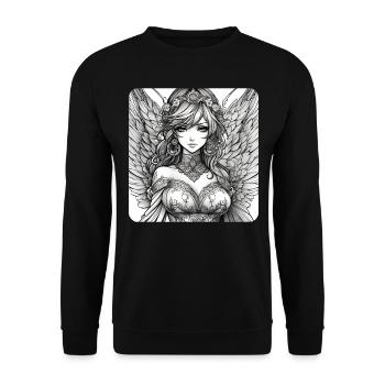 Ange mignon avec des fleurs - Sweat-shirt Unisexe - noir - Devant - Alina (178cm) & Michal (187cm)