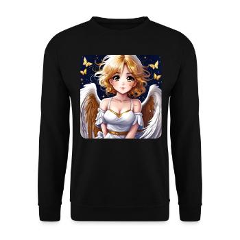 Mignon petit ange avec des papillons - Sweat-shirt Unisexe - noir - Devant - Alina (178cm) & Michal (187cm)
