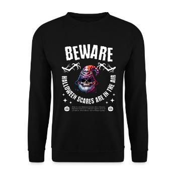 Beware Halloween Party - Unisex Pullover - Schwarz - Vorne - Alina (178cm) & Michal (187cm)