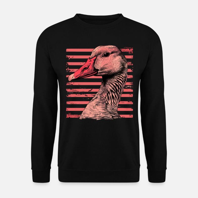 Gans mit vintage pinken Streifen - Unisex Pullover - Schwarz