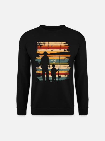 Vater und Sohn Angeln Fischen - Unisex Pullover - Schwarz