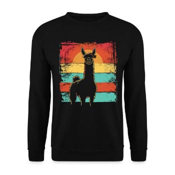 Lama Alpaka Vintage - Unisex Pullover - Schwarz - Vorne - Alina (178cm) & Michal (187cm)