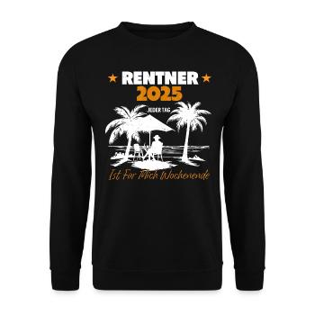 Rente Ruhestand Rentner Geschenk - Unisex Pullover - Schwarz - Vorne - Alina (178cm) & Michal (187cm)
