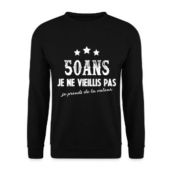 Vieillis pas cadeau anniversaire 50 ans Humour - Sweat-shirt Unisexe - noir - Devant - Alina (178cm) & Michal (187cm)