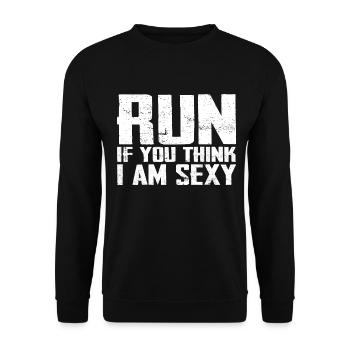 Courir si tu penses que je suis sexy drôle marathon - Sweat-shirt Unisexe - noir - Devant - Alina (178cm) & Michal (187cm)