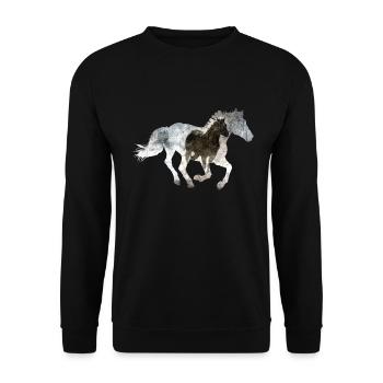 Galloping horse - Unisex Sweatshirt - black - Front - Alina (178cm) & Michal (187cm)