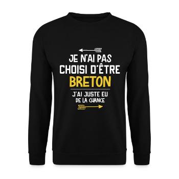Breton - Bretagne - Chance - Cadeau - Humour - Sweat-shirt Unisexe - noir - Devant - Alina (178cm) & Michal (187cm)