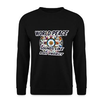 Peace World Peace DIY Dicton - Sweat-shirt Unisexe - noir - Devant - Alina (178cm) & Michal (187cm)
