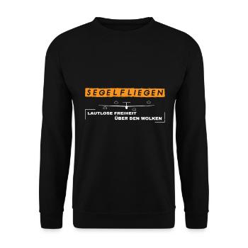 Segelflieger Lautlose Freiheit Über Den Wolken - Unisex Pullover - Schwarz - Vorne - Alina (178cm) & Michal (187cm)