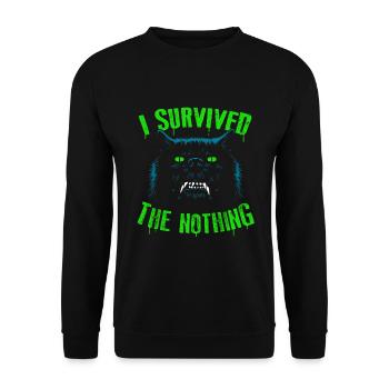 Ich habe das Nichts überlebt - Unisex Pullover - Schwarz - Vorne - Alina (178cm) & Michal (187cm)