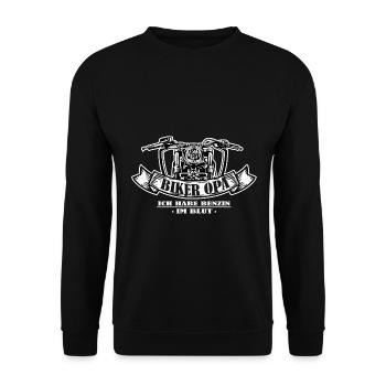 Biker Opa Spruch Lustig Motorrad Bike Fahren - Unisex Pullover - Schwarz - Vorne - Alina (178cm) & Michal (187cm)