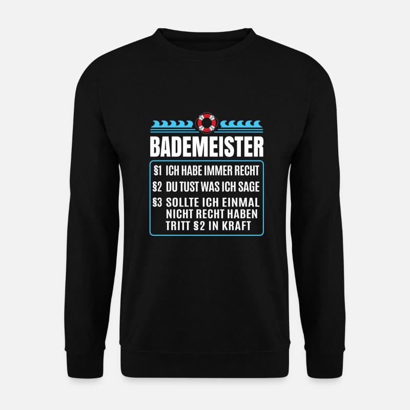 Bademeister Regeln Spruch Lustig Rettungsschwimmer - Unisex Pullover - Schwarz