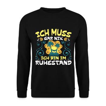 Rente Ruhestand - Unisex Pullover - Schwarz - Vorne - Alina (178cm) & Michal (187cm)