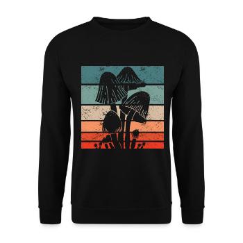 Rétro Champignons Cueeil de champignons Vintage Chasseur de champignons - Sweat-shirt Unisexe - noir - Devant - Alina (178cm) & Michal (187cm)