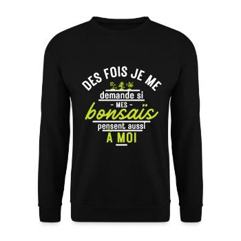 Bonsai - Cadeau Humour bonsaïste bonsaïka - Sweat-shirt Unisexe - noir - Devant - Alina (178cm) & Michal (187cm)