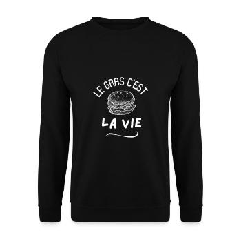 Le gras c'est la vie - Sweat-shirt Unisexe - noir - Devant - Alina (178cm) & Michal (187cm)