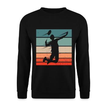 Badminton Player Jump Smash - Unisex Sweatshirt - black - Front - Alina (178cm) & Michal (187cm)