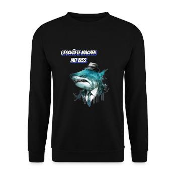 Geschäfte machen mit Biss-Einfach tierisch! - Unisex Pullover - Schwarz - Vorne - Alina (178cm) & Michal (187cm)